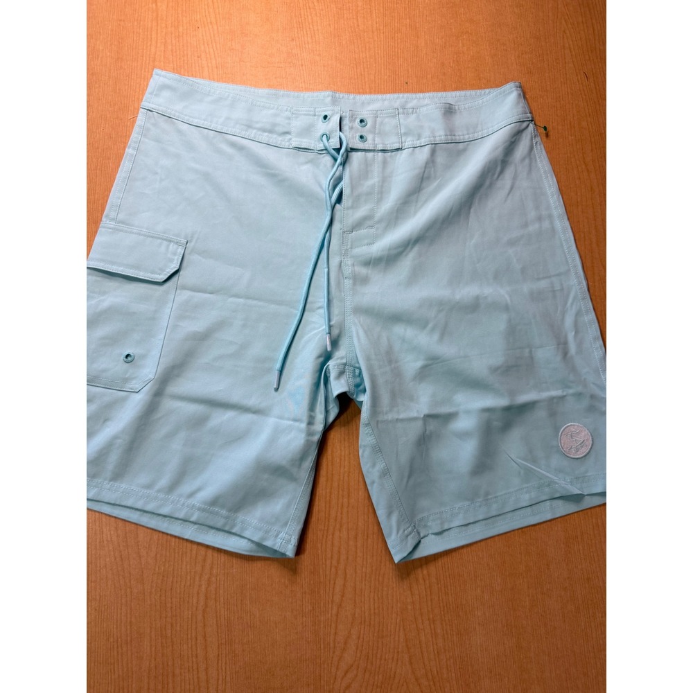 Uzzi Amphibious Gear Mens Board Shorts Aqua Blue Cargo Pocket Size L Swim Trunks